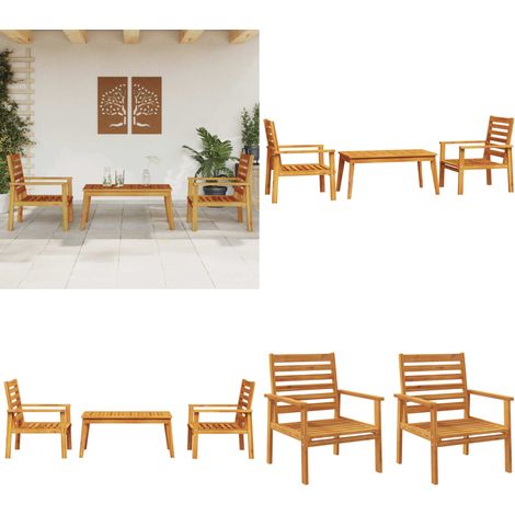 Ensemble de salon de jardin 3 pcs bois d'acacia solide - Salon De Jardin - Mobilier De Jardin - Table De Jardin - Chaises De Jardin - Acacia Massif - Home & Living (1/5)