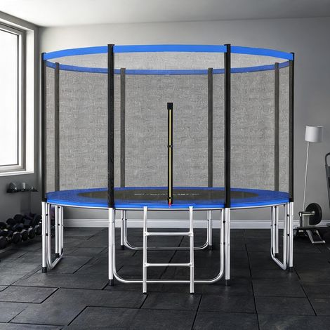 Trampoline de jardin enfant Ø366 cm avec filet et échelle azul (1/5)