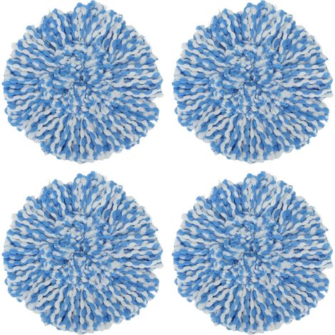 4 Pièces Tête de Serpillière Microfibre Rotative 360° avec Forme Triangle pour Nettoyage de Sol Bleu et Blanc (1/5)