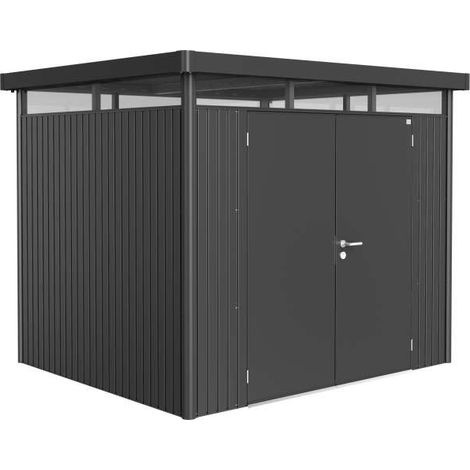 Casetta HighLine Misura H3 grigio scuro metallizzato, porta a due battenti