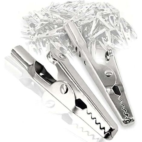 Paquet de 50 pinces crocodiles en métal.pinces crocodiles pour travaux de laboratoire et de tests électriques (1/5)
