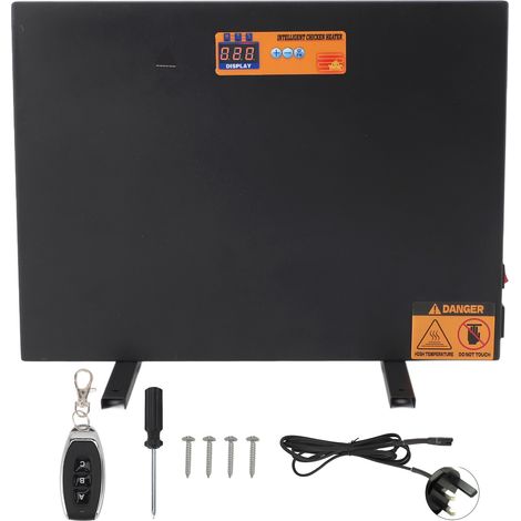 Poulailler Chauffage 150W Fer Arrêt Automatique Panneau Chauffant Hiver Volaille avec Minuterie Télécommande Noir Prise UK 220V (1/5)