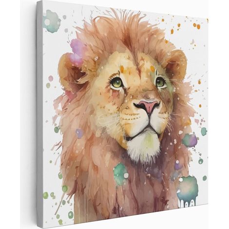 Tableau toile Enfants Carré - Lion - 20x20 cm (1/2)