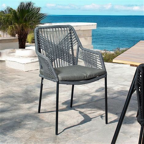 Chaise de jardin en corde tressée grise GRENADE (1/5)