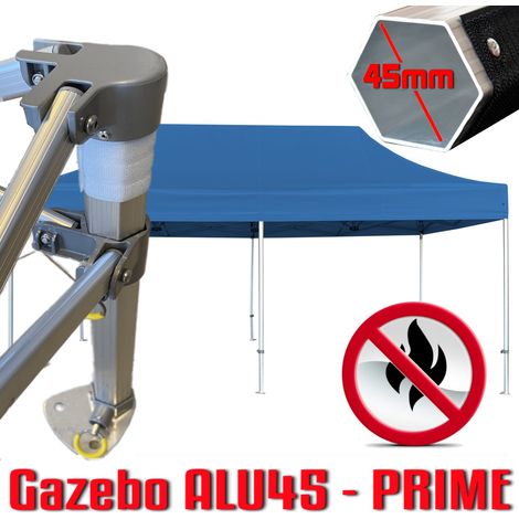 Gazebo 3x6 m blu certificato IGNIFUGO SENZA laterali pieghevole alluminio piantone esagonale 45mm portatile estendibile richiudibile estensibile acciaio per fiere eventi stand chiosco tenda tendone me (1/5)