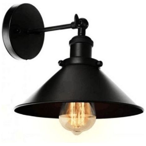 TAISHENGDA – Vintage-Industrie-Wandleuchte, doppelt schwarz, Retro-Wandleuchte aus Metall, E27-Fassung, ideal für Küche, Restaurant, Loft, Café oder Bar (Leuchtmittel nicht enthalten) – komplett schwa (1/5)