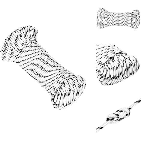 Corde de bateau tressé Blanc 5 mmx250 m Polyester - Corde Marine - Corde Polyester - Corde Tressée - Ligne De Gréement - Écoute Principale (1/5)