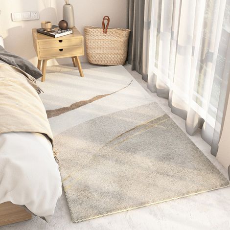 Tapis de chevet "Féndài Fánchén",Shaggy à Poils Ras Carpette Non Excrétion Fluffy Tapis Moderne Tapis,Durable Antidérapant Tapis de Porte pour Salon Chambre Chambre D'enfant Entrée Déco-A,60160cm (1/4)