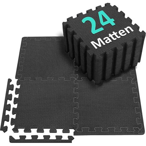 Fitness Floor Mat Set [31x31cm] Puzzle Mat Sports Mat EVA Fitness Mat Floor Mat for Fitness Room Fitness Equipment Mats Black (1/5)