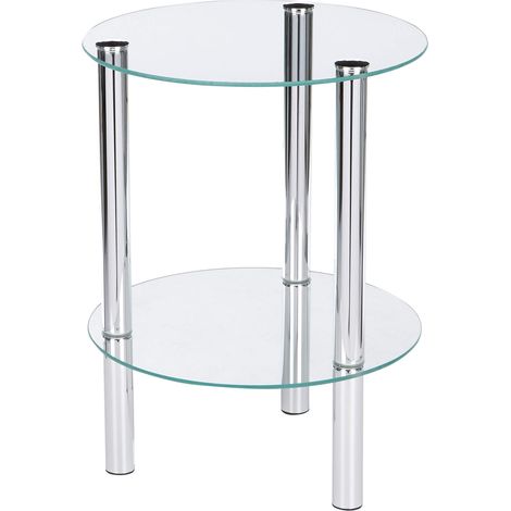 HAKU Möbel Tavolino cromo, Metallo, vetro di sicurezza - Dim. A 47 cm x Ø 35 cm, Stile Moderno (1/4)