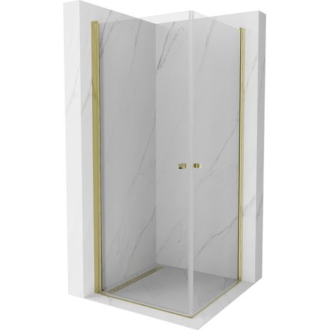 Cabine de douche à charnière Mexen Pretoria Duo 90 x 90 cm, transparente, or - 852-090-090-50-00-02 (1/5)