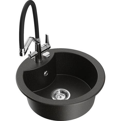 Mexen Diego 1-Kammer-Granitle Spüle mit Duo Küchenarmatur, schwarz/gold metallic - 6512-75-671701-07 (1/5)