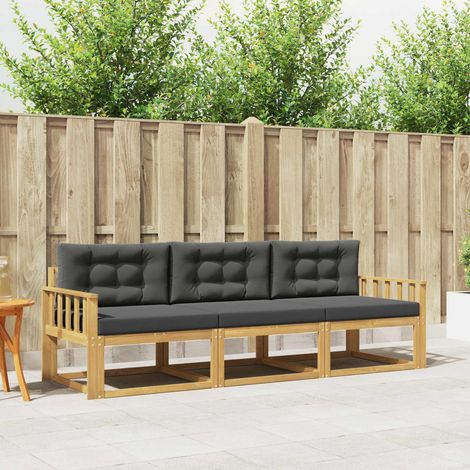vidaXL Outdoor-Sofagarnitur 3 pcs Weiß und Anthrazit Polyester (1/5)