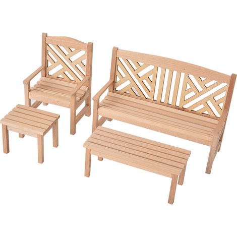 Ensemble de Table et Chaises Miniatures 1:12 pour Maison de Poupée avec Tabouret (1/5)