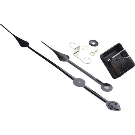 WIIYENA Kit de mecanismo de movimiento para reloj de pared de alto torque, silencioso, de cuarzo, kit de reparación con manecillas largas para reloj grande de 50 a 60 cm (negro 2) (1/5)