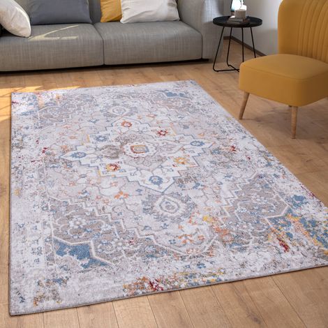 Paco Home Teppich Wohnzimmer Kurzflor Orient Muster Ornamente Vintage 80x300 cm, Bunt