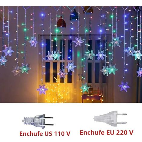 (Coloré 220V) Guirlande lumineuse de Noël LED de 3,5 mètres avec flocons de neige, feuilles, rideaux et couronnes étanche. (1/4)