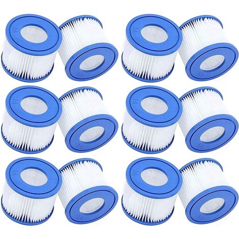 Lot de 12 filtres spa VI pour Miami, Monaco Lay-Z-Spa, Vegas, Palm Springs, filtres gonflables pour pompes de piscine Remplace la cartouche d'origine (D2-12) (1/5)