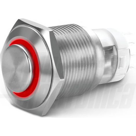 Pulsante Antivandalo ø16Mm Bistabile Luminoso Rosso 24V 1P Spdt On/On 3A250Vac 5 Term. A Saldare