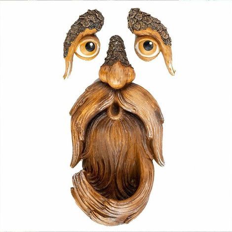 Large Tree Faces Decoration,Statues,Old Man,Tree Face,Hugger,Bucket,Feeder,Art Ornaments,Fantasy Sculpture,Garden Bark,Face,Facial Features,Decoration