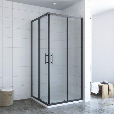 AQUALAVOS Eck-Eingangs-Duschkabine Doppel-Schiebetür-Duschkabine 90x90x195cm Duschabtrennung (1/5)