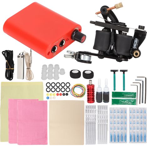 Kit complet pour machine à tatouer les contours, mini-alimentation, 8 bobines de tatouage, prise 90-265VEU (1/5)