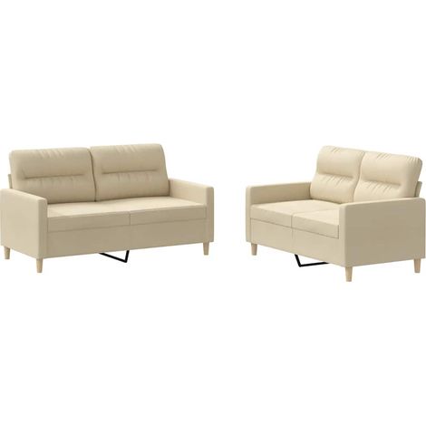 Maison Exclusive - Set di Divani 2 pz con Cuscini Crema in Tessuto (1/5)