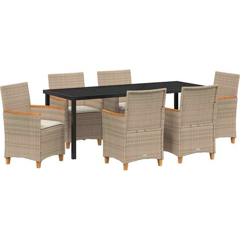 Maison Exclusive - Set da Pranzo per Giardino 7 pcs Beige polyrattan
