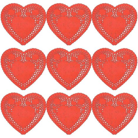 100 mini napperons en papier en forme de cœur rouge, sets de table et sous-verres décoratifs pour mariages, fêtes et célébrations (1/3)
