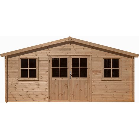 Abri de jardin bois, ep 28mm, 480x400, surface utile 17.35m², INT048 (1/4)