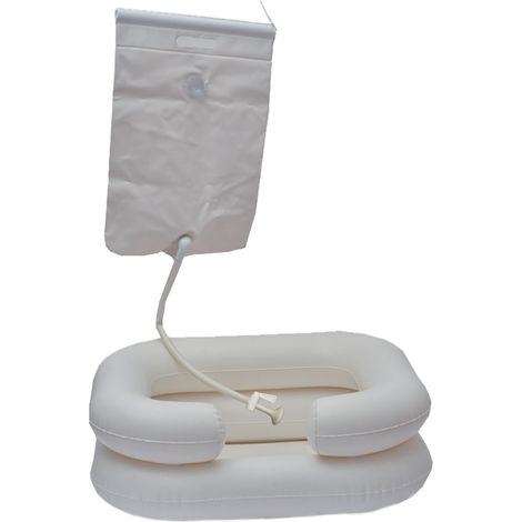 Gima Bacinella gonfiabile ideale per lavare la testa alle persone allettate, con tubo di scarico per acqua e schiuma, 28507 (1/4)