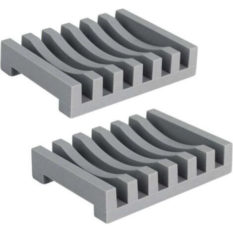 Set of 2 Long Durable Silicone Soap Dish with Self-Draining Drainage, Drying Design, for Kitchen, Shower Room (1/4)