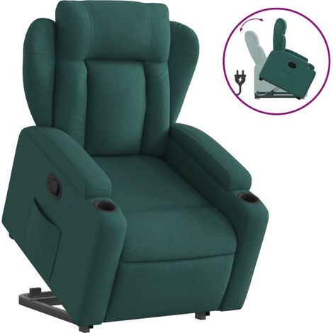Maison Exclusive - Poltrona Alzapersona Reclinabile Verde Scuro in Tessuto