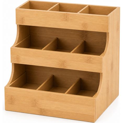 Présentoir à Thé 3 Niveaux en Bambou pour Cuisine Naturel (1/5)