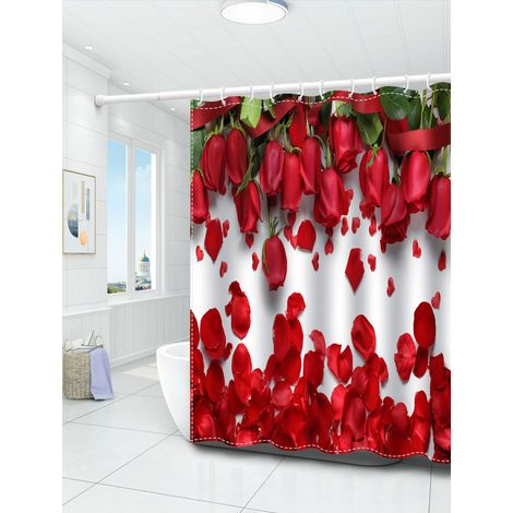 Rideau de douche, rideau de salle de bain, impression numérique 3D, rideau de douche résistant à la moisissure, tissu polyester imperméable, avec croc (1/5)