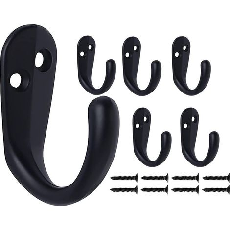 Crochet Porte Manteau Noir, 6 Pateres Muraux Retro Lourd Metal Crochets Murale Individuelle pour Maison Porte Entrée Cuisine Chambre Salle de Bain Garage (1/5)