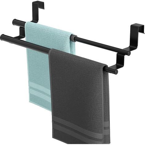 Porte-serviettes à suspendre à la porte, porte-serviettes de cuisine, porte-serviettes télescopique pour cuisine et salle de bain, pour portes de tiroirs et d'armoires, pince à serviettes sans perçage (1/4)