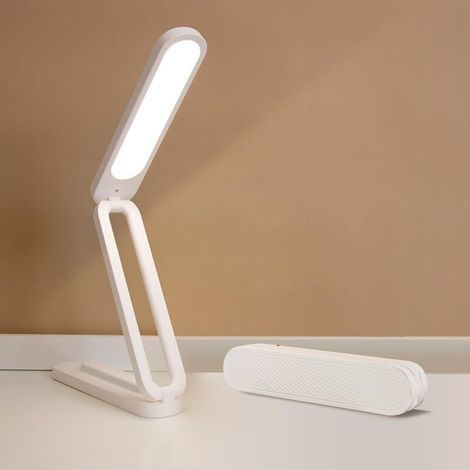 Foldable LED desk lamp, slim rechargeable USB table lamp, 2400 mAh reading lamp, 3 color modes and stepless dimming, small portable desk lamp for office and (1/5)