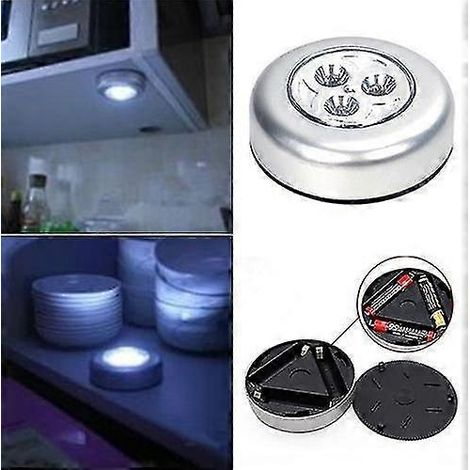 Mini lampe murale pratique pour cuisine, placard, voiture, 3 LED, sans fil, à commande tactile (1/5)
