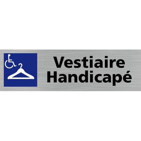 Pictogramme VESTIAIRE HANDICAPE (Q0260).- Adhésif aspect aluminium brossé - (1/5)
