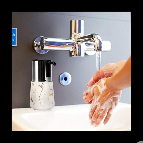 Distributeur De Savon Automatique - Céramique Et ABS - Capteur Infrarouge Réactif 0,2 S - IPX6 Étanche - 330 Ml - Pour Salle De Bain Cuisine Lieux Publics - 1 Pièce (1/5)