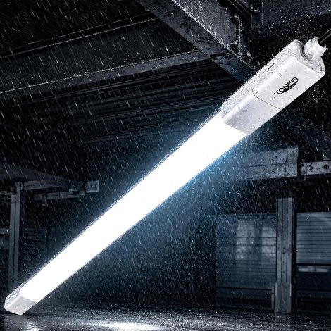 Luminaire LED Pour Pièces Humides 115CM, 36W, 4100LM, IP65, Blanc Froid 6000K, Tube De Plafond, Luminaire Modulaire Pour Garage, Atelier, Cave, Salle De Bains, Bureau (1/5)