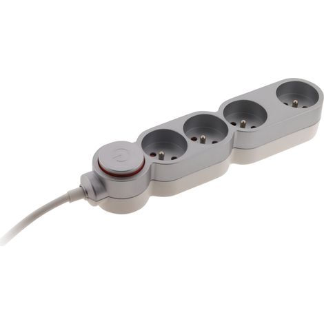 Bloc Home 4 prises 16A 2P+T + parafoudre - Argent - Zenitech