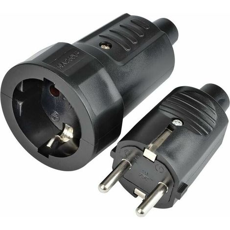 Lot de 2 Fiches Prise Femelle 250V Incassable et Stable Prise Double Jeu de Fiches Male et Femelle(1 pcs) (1/5)