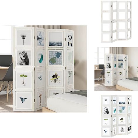 Cloison de séparation 4 panneaux blanc bois de paulownia massif - Séparateur De Pièce - Écran D'intimité - Cloison Pliable - Décoration Murale - Meuble Salle À Manger (1/5)