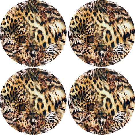Juego de 4 manteles individuales redondos 4D 33 cm - safari NUEVO  Fieltro ecológico, estampado HD, lavable a 40 °C, Bertoni (1/3)