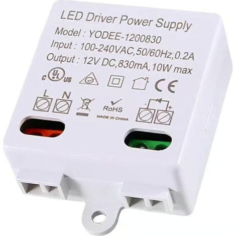 Transformateur LED 12 V CC, mini-transformateur 0-10 W, alimentation, transformateur électronique pour lampes et éclairage LED 12 V (1/5)