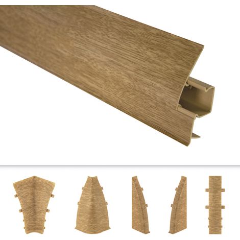 PVC Sockelleisten Sparpakete Fußbodenleisten 23x65mm Modern Kabelkanal (Außenecke, 8630 Holzoptik braun) (1/3)