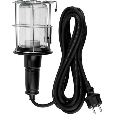 REV Handleuchte mit Metallkorb E27 max. 60W 5m H07RN-F schwarz Lampen & LED-Leuchten