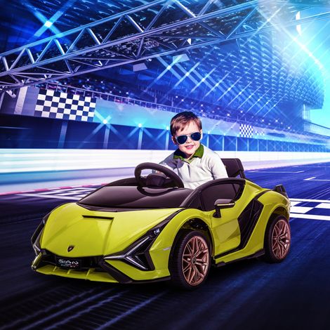 Voiture électrique 12V 3-5 ans - klaxon - 3-5 km/h - phares/musique - télécommande - ceinture - 2 moteurs - vert